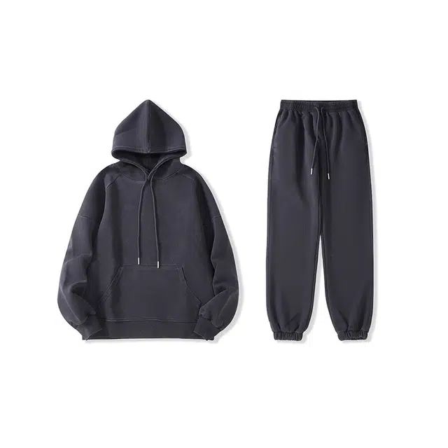 我是大卫 纯色连帽韩系宽松休闲卫衣套装 男女同款