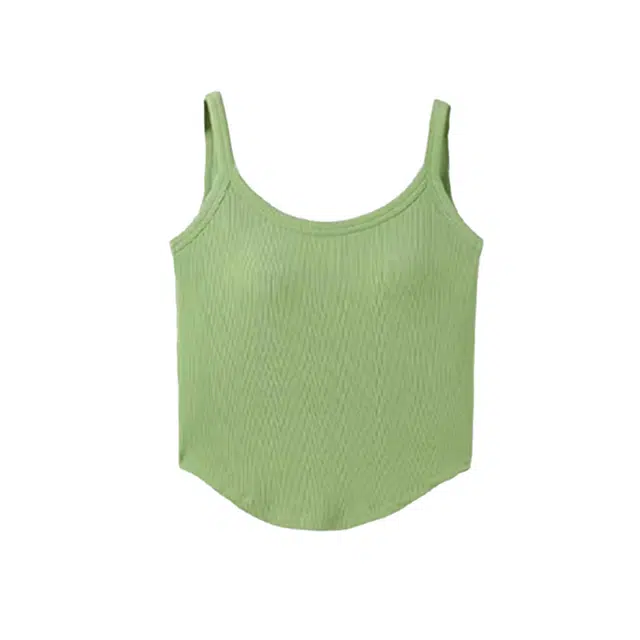 黑恐龙 美式纯色带胸垫弧形下摆打底吊带外穿内搭遮副乳上衣美背修身背心 女款