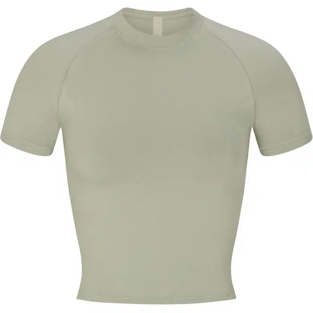 SKIMS NEW VINTAGE CROPPED RAGLAN HIGH NECK T-SHIRT T MINERAL