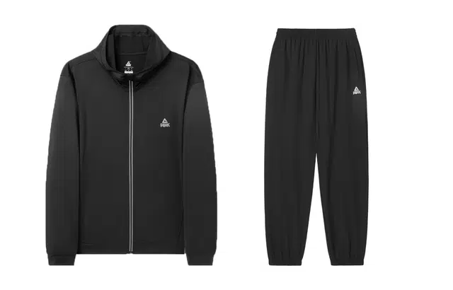 匹克 锻炼户外运动休闲连帽外套卫衣纯色松紧中腰长裤健身套装 男女同款 三件装