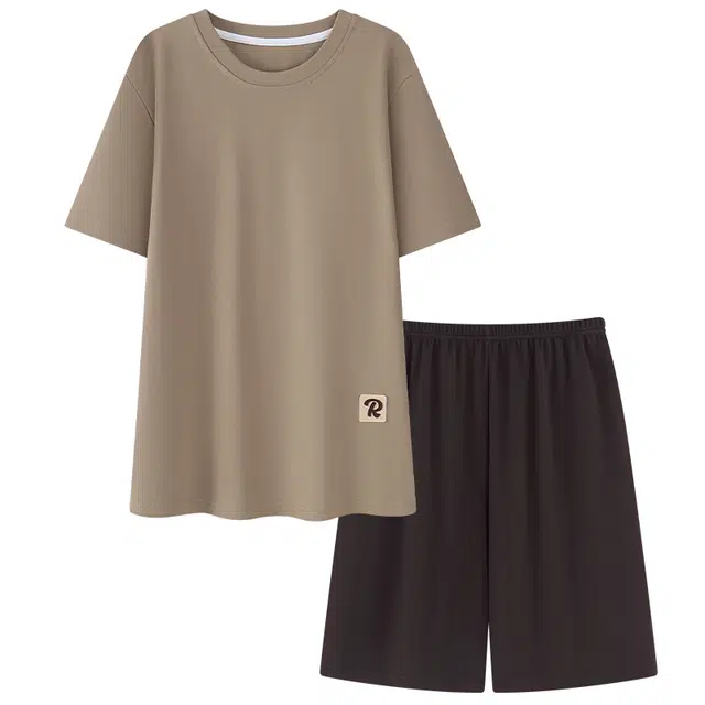 宫蝶 凉感短袖简约圆领家居服休闲可外穿睡衣套装 男款