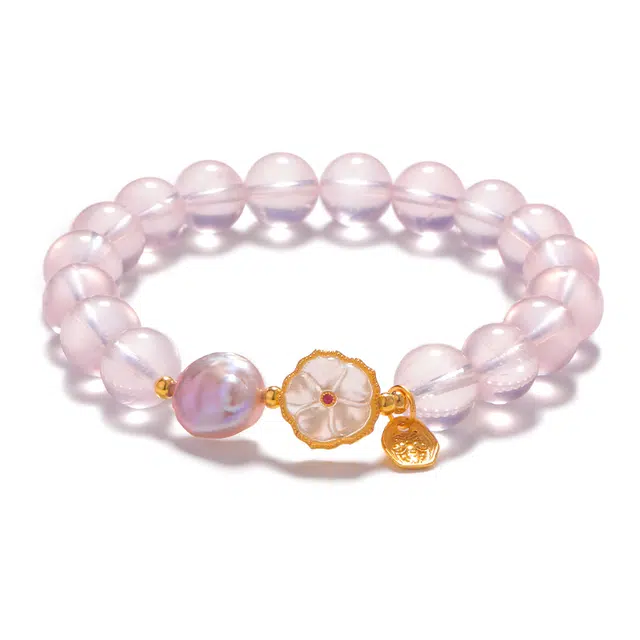 灵菲 【匠心手作 桃花上上签】爱情之石招正缘桃花新中式原创设计小众简约百搭高级感手饰#好运 粉水晶 手串 女款