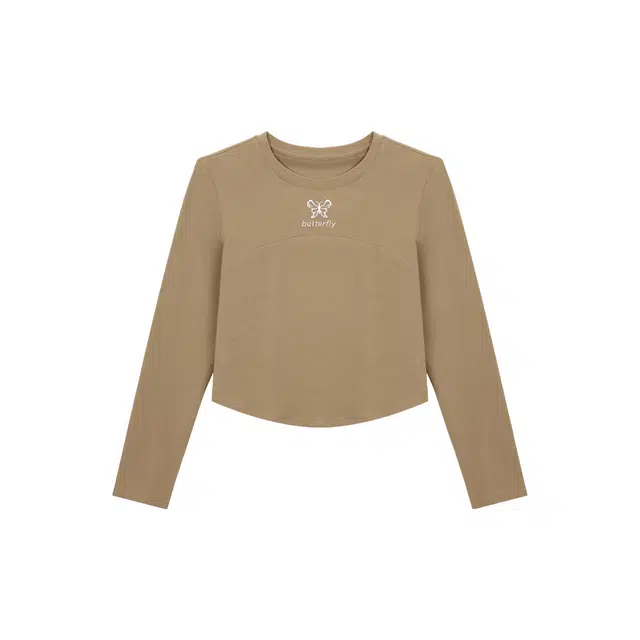 麓蔓蒂 原创美式复古辣妹下摆不规则薄款圆领短款上衣 女款