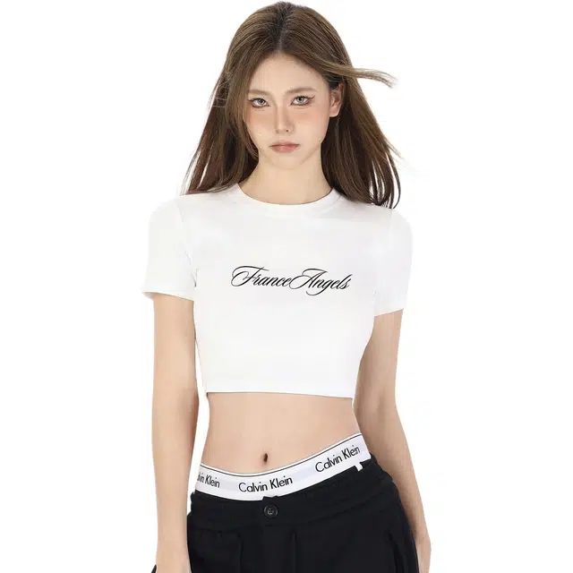 怪力萝莉 辣妹修身爵士舞露脐短袖截短上衣 女款 白色