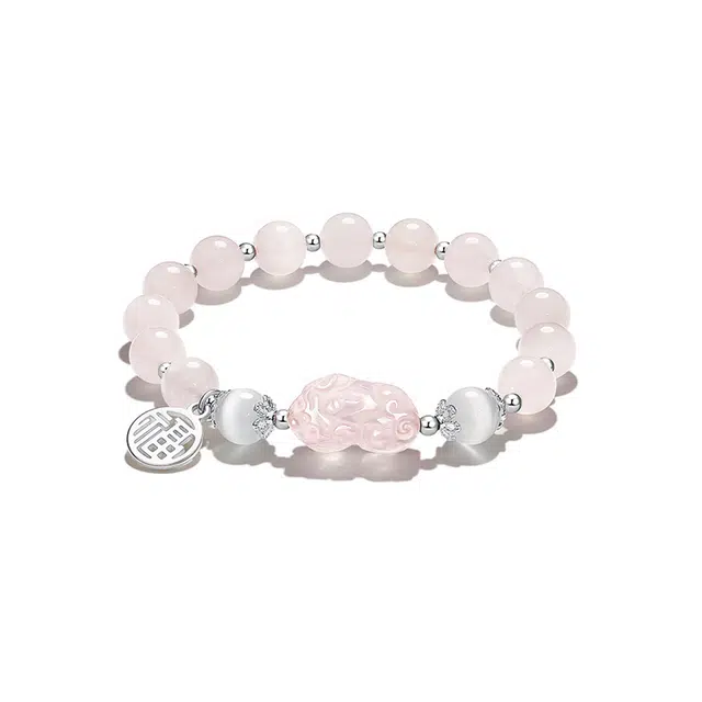 【财源滚滚】 梵星饰季 招财貔貅 新中式国潮风招财纳福设计高级感 日常通勤潮流百搭 玻璃猫眼 玉石手串 男女同款情侣款