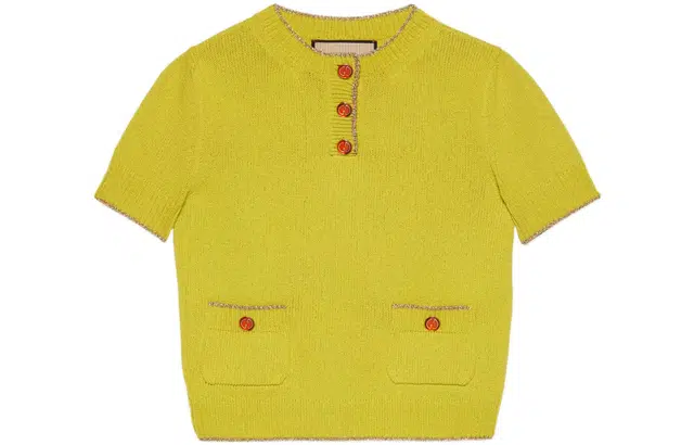 GUCCI SS22 Knit Button T-Shirt Yellow
