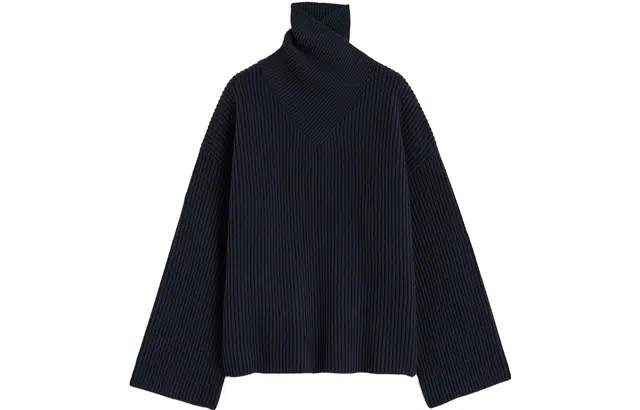 TOTEME FW23 Ribbed Turtleneck Sweater Navy