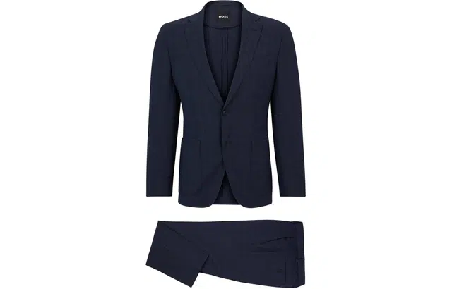 HUGO BOSS FW23 Slim-Fit Suit In Checked Virgin Wool V