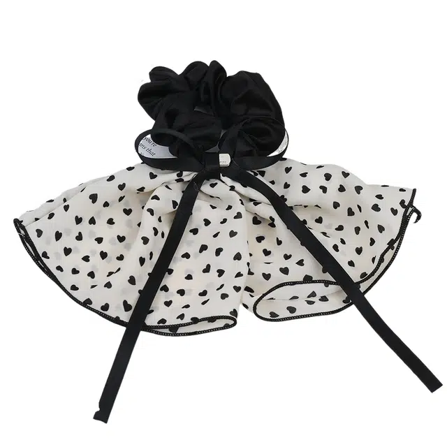 彤彤兔 温柔风飘带大肠圈法式少女波点发绳后脑勺扎马尾蝴蝶结 布艺 发圈 女款