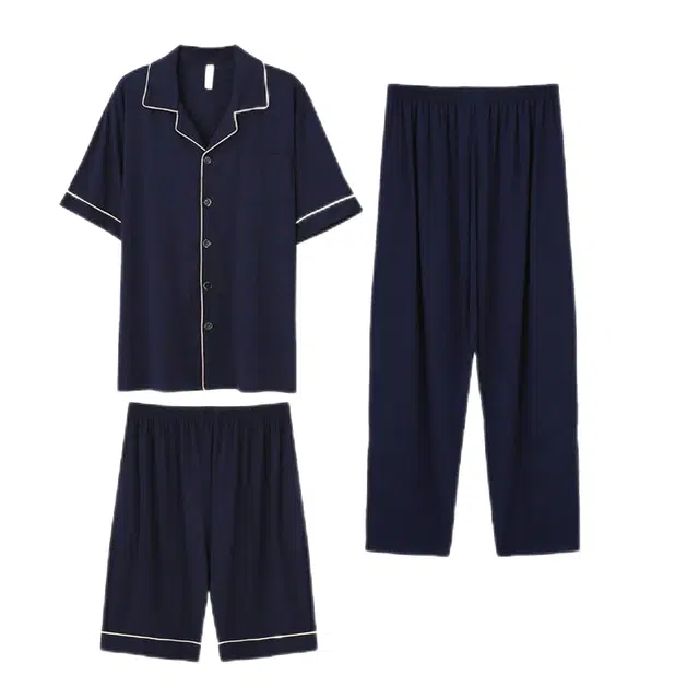 潞优野 短袖薄款透气休闲家居服睡衣套装 男款