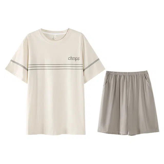 向薇 短袖舒适透气休闲家居服睡衣套装 男款 图片色