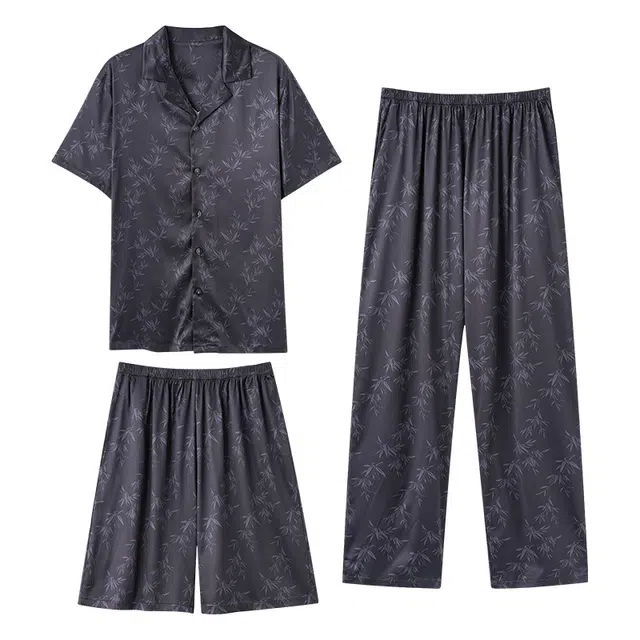 向薇 冰丝凉感休闲时尚短袖睡衣套装 男款 图片色