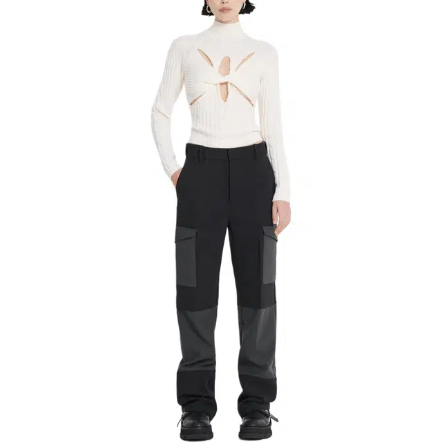 DION LEE MUSCULAR TWIST CABLE SWEATER IVORY