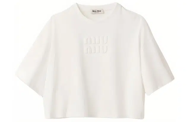 Miu Miu SS23 Logo Embroidered Tee White