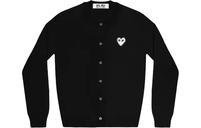 CDG Play White Heart Ladies' Cardigan (Black)