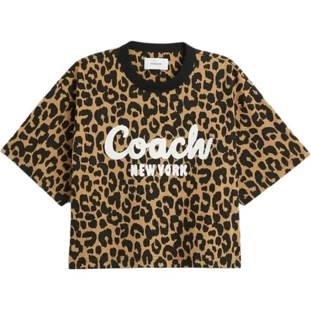 COACH FW23 Leopard Print Tee Brown
