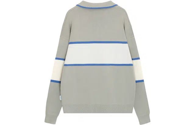 翻领半拉链字母印花开衫宽松毛衣 男女同款