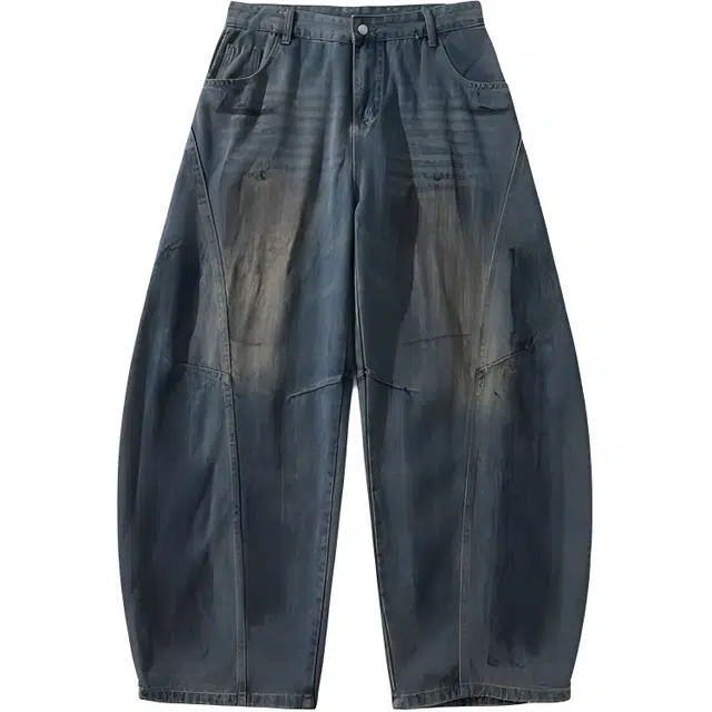 宝米卡 时尚百搭日常牛仔裤 男女同款 复古蓝