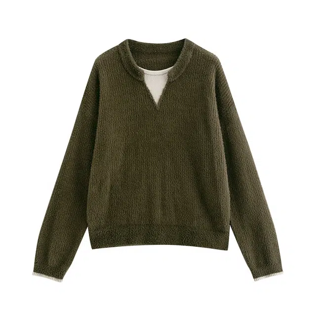 初语 假两件舒适长袖毛衣 女款