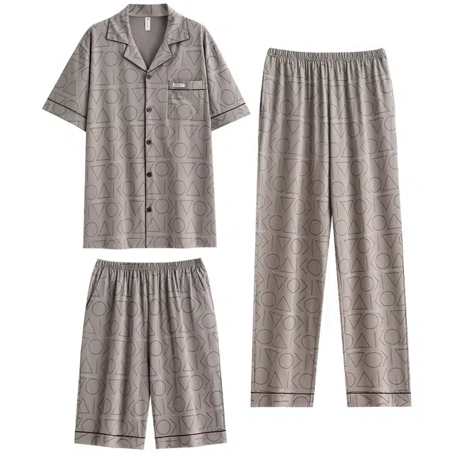 潞优野 舒适休闲亲肤短袖薄款家居服睡衣套装 男款