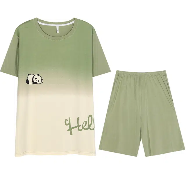 向薇 休闲简约套头纯棉短袖家居服可外穿夏季睡衣套装 男款 图片色