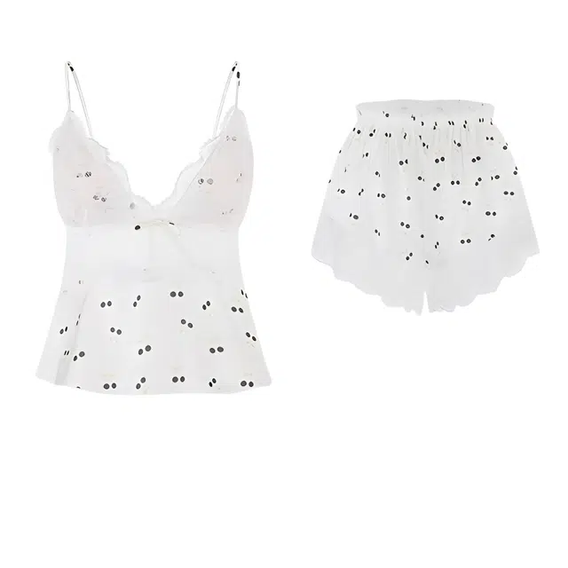 潞优野 带胸垫家居服吊带满印亲肤睡衣套装 女款