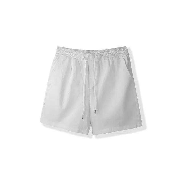 我是大卫 日系纯色百搭宽松直筒裤透气运动休闲短裤 男女同款 白色