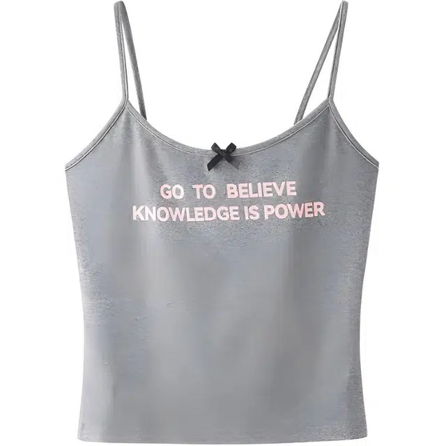 三福 短款修身字母印花背心 女款