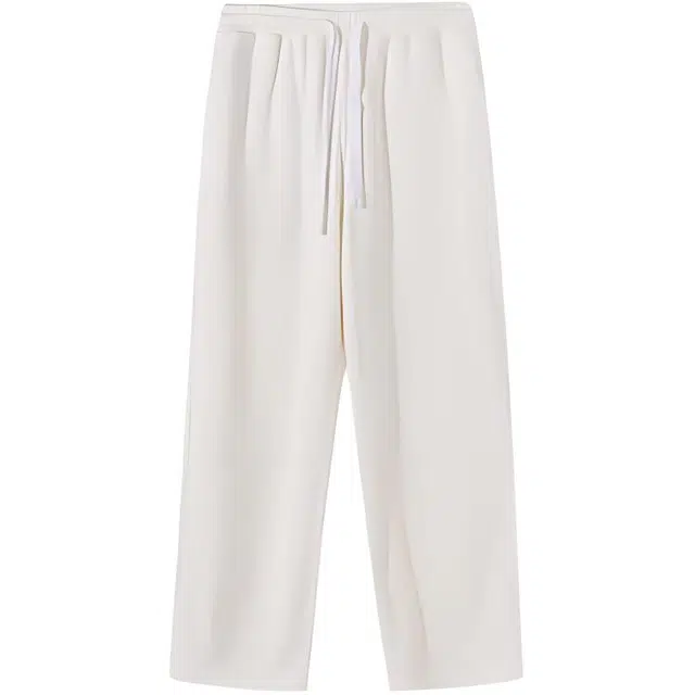 美特斯邦威 纯色中腰系带宽松直筒休闲裤 男款