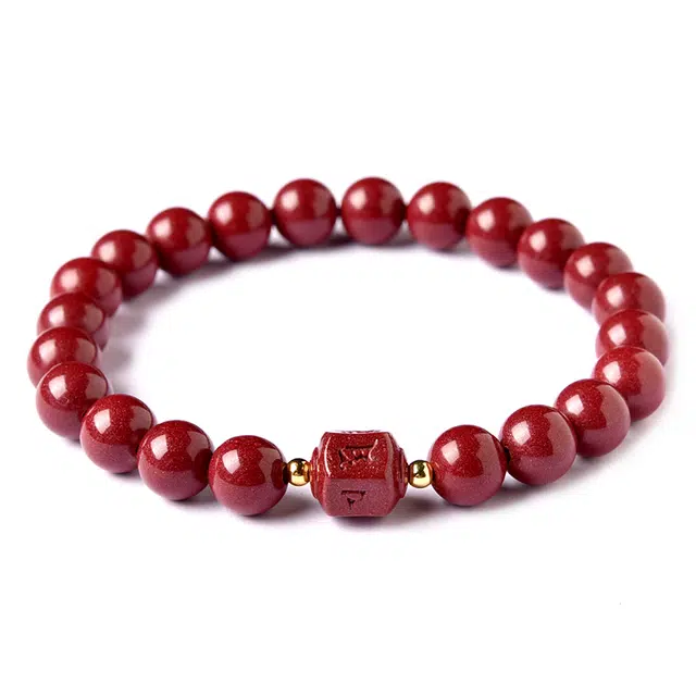 灵菲 真品高含量紫金砂六字箴言念珠蛇年本命饰品生日送礼#好运 再造辰砂朱砂 手串 男女同款情侣款