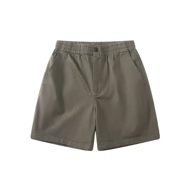 我是大卫 美式复古拉链五分休闲短裤 男款 深卡其色