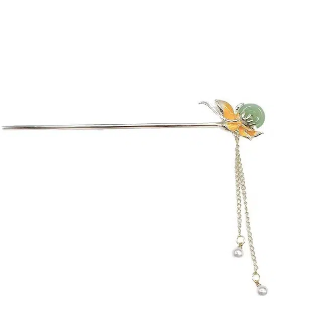 【扣住快乐】 指尖瑰宝 新中式古风别致花瓣平安扣簪子古典气质花朵百搭复古优雅清新#好运玉髓滴油 合金 发簪 女款