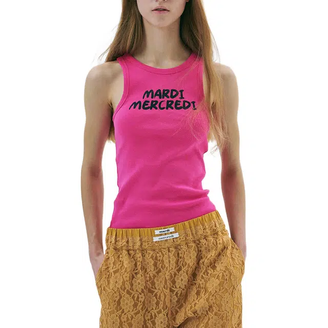 MARDI MERCREDI SS25 TANK RACER BRUSH LOGO_PINK BLACK