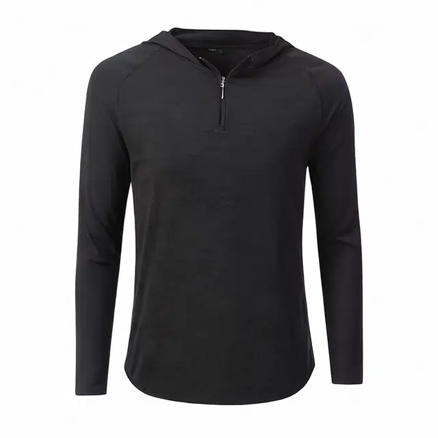 浪莎 纯色运动连帽速干衣健身衣 男款