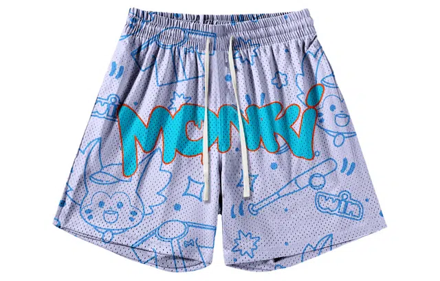 王者荣耀 梦奇款 趣味创意卡通印花拼接撞色满印运动篮球家居服系带宽松直筒松弛感慵懒风五分休闲短裤 男女同款