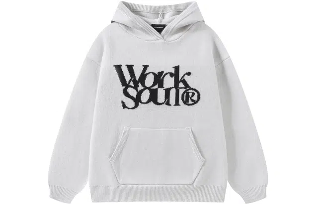 WORKSOUT Letter Jacquard Hoodie Sweater