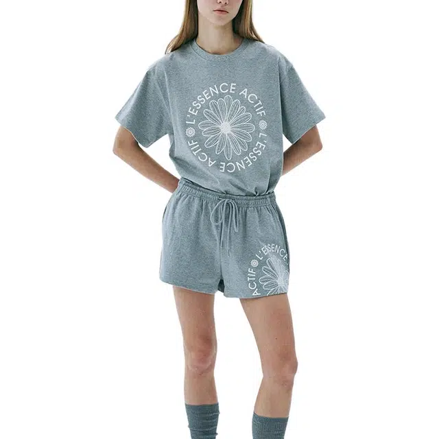 MARDI MERCREDI ACTIF EMBLEM_MELANGE GREY IVORY SS25T