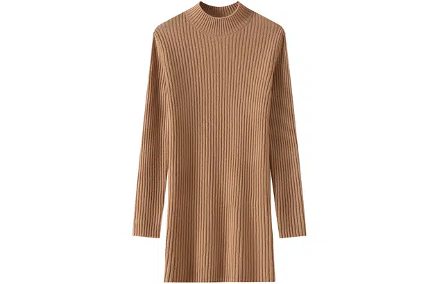 恒源祥 纯色中长款坑条毛衣 女款