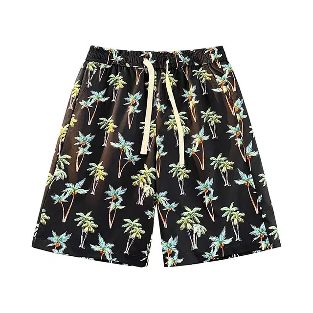 大白鲨 沙滩潮牌薄款美式迷彩五分缤粉休闲短裤 男款