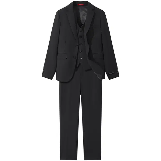 帕丁顿熊 纯色手工裁剪轻商务绅士礼服单排扣修身垫肩休闲西裤小马甲正式西装套装 男女同款