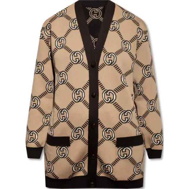 GUCCI FW21 Interlocking GG Wool Cardigan Brown