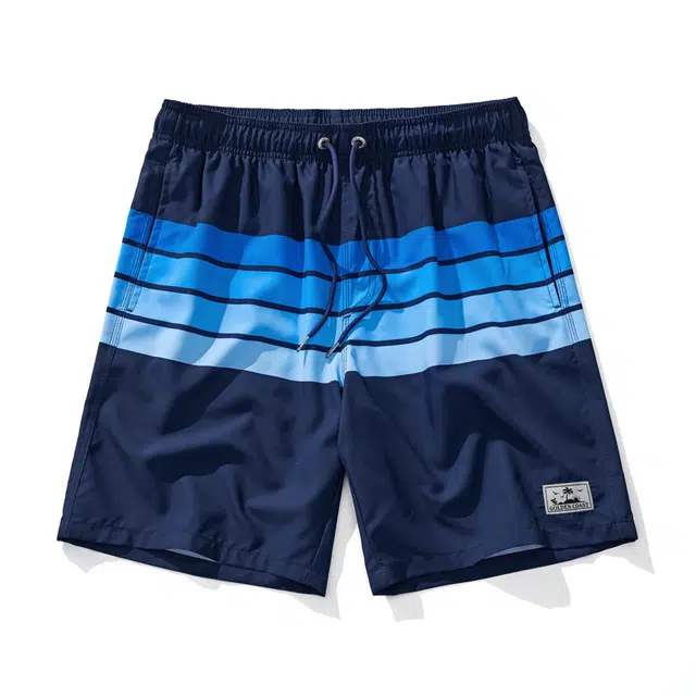 盖浪 中腰条纹系带五分休闲短裤 男款 藏青色