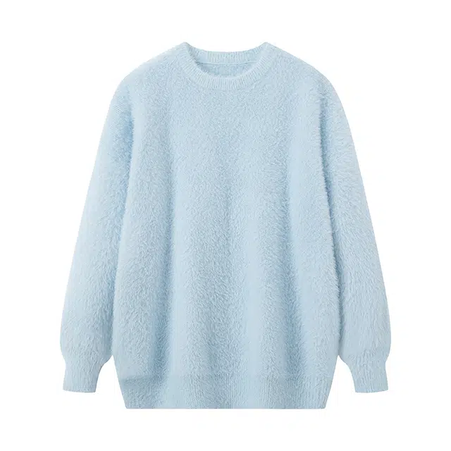 红蜻蜓 仿水貂绒软糯简约百搭纯色慵懒风宽松通勤穿搭长袖毛衣 男女同款