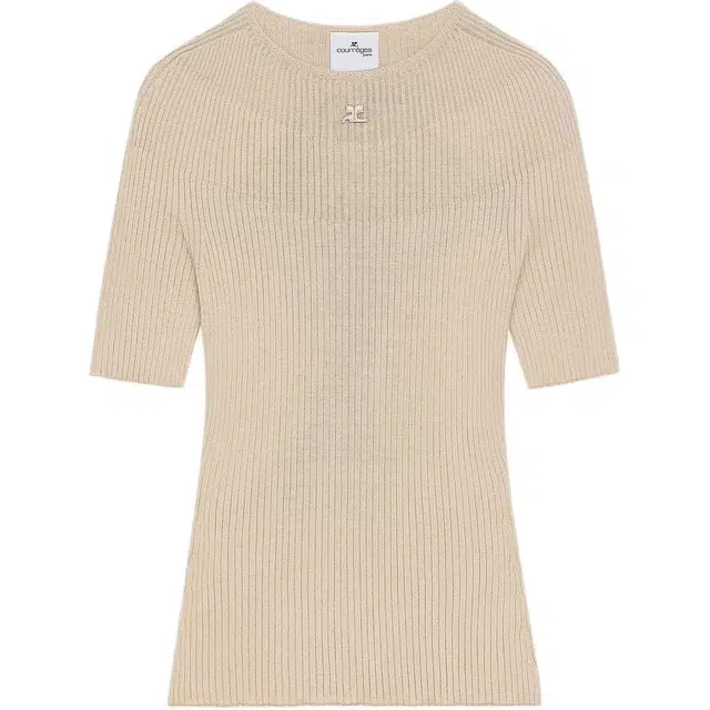 COURREGES SS25 SOLAR LIGHT RIB SWEATER Cappuccino