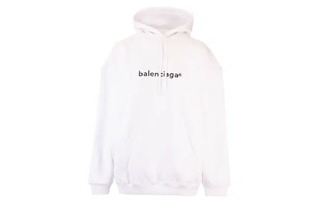 Balenciaga Logo Hoodie White