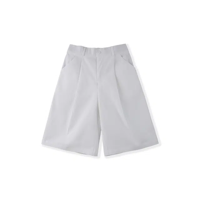 我是大卫 日系百搭轻薄透气高级感小众宽松五分裤休闲短裤 男女同款 白色