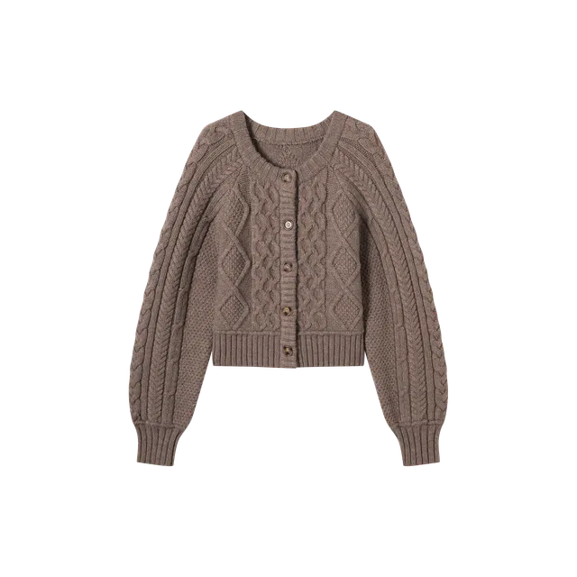 对白 软糯圆领绞花慵懒高级感长袖毛衣 女款