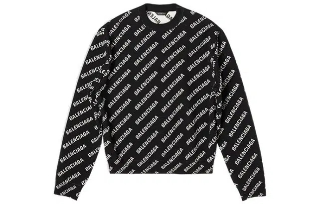 Balenciaga FW22 Logo Knit Pullover Black