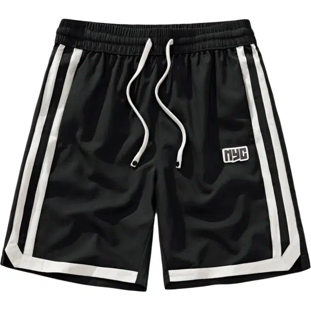 盖浪 侧边条纹字母系带宽松舒适五分休闲短裤 男款