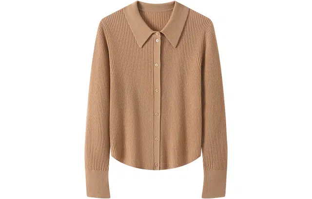 恒源祥 纯色修身羊毛衫坑条毛衣 女款